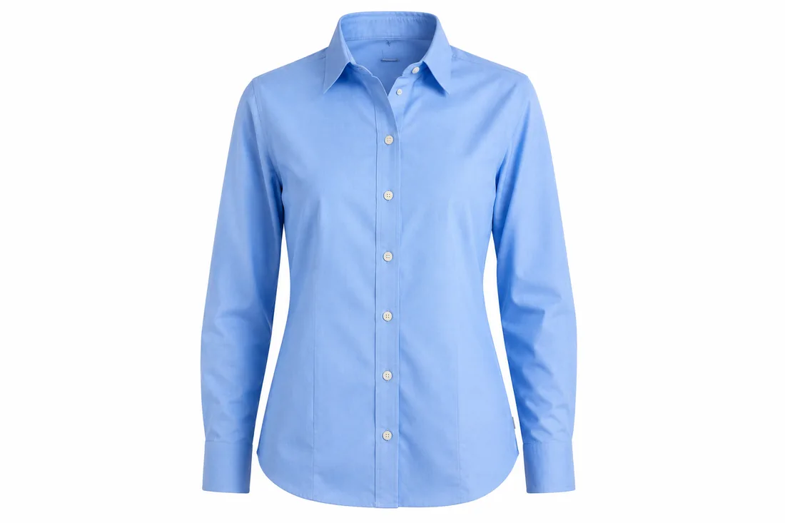 Camisa Oxford Mujer azul claro con emblema TPU